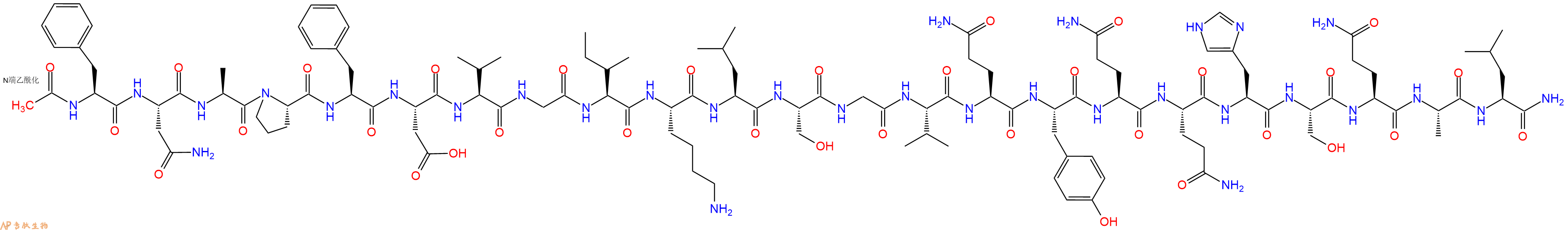 专肽生物产品Ac-Phe-Asn-Ala-Pro-Phe-Asp-Val-Gly-Ile-Lys-Leu-Ser-Gly-Val-Gln-Tyr-Gln-Gln-His-Ser-Gln-Ala-Leu-NH2