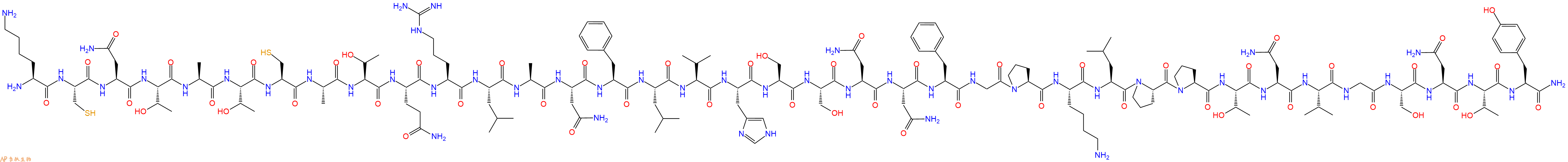 专肽生物产品H2N-Lys-Cys-Asn-Thr-Ala-Thr-Cys-Ala-Thr-Gln-Arg-Leu-Ala-Asn-Phe-Leu-Val-His-Ser-Ser-Asn-Asn-Phe-Gly-Pro-Lys-Leu-Pro-Pro-Thr-Asn-Val-Gly-Ser-Asn-Thr-Tyr-NH2