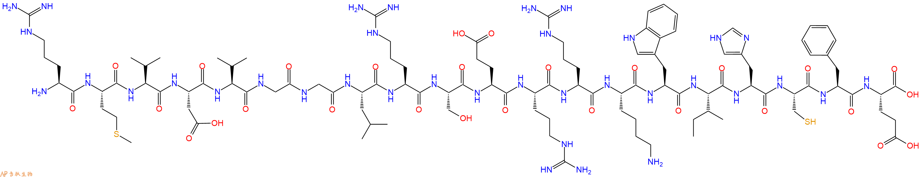 专肽生物产品H2N-Arg-Met-Val-Asp-Val-Gly-Gly-Leu-Arg-Ser-Glu-Arg-Arg-Lys-Trp-Ile-His-Cys-Phe-Glu-OH
