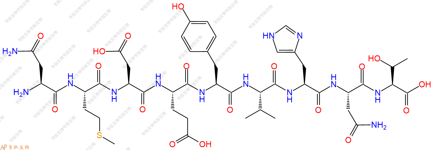 专肽生物产品H2N-Asn-Met-Asp-Glu-Tyr-Val-His-Asn-Thr-OH