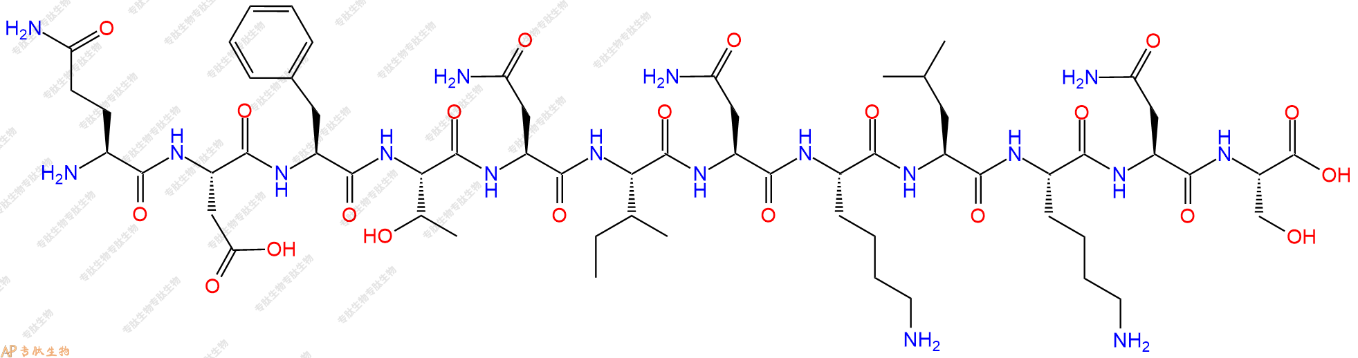 专肽生物产品H2N-Gln-Asp-Phe-Thr-Asn-Ile-Asn-Lys-Leu-Lys-Asn-Ser-OH