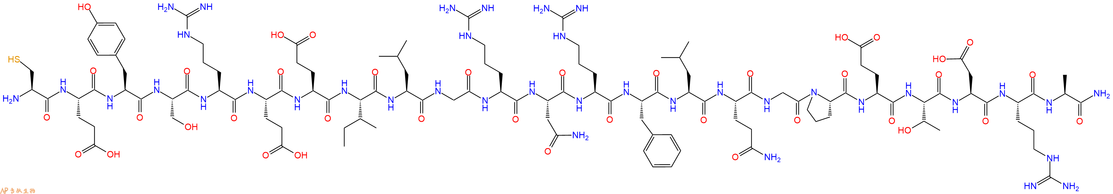 专肽生物产品H2N-Cys-Glu-Tyr-Ser-Arg-Glu-Glu-Ile-Leu-Gly-Arg-Asn-Arg-Phe-Leu-Gln-Gly-Pro-Glu-Thr-Asp-Arg-Ala-NH2