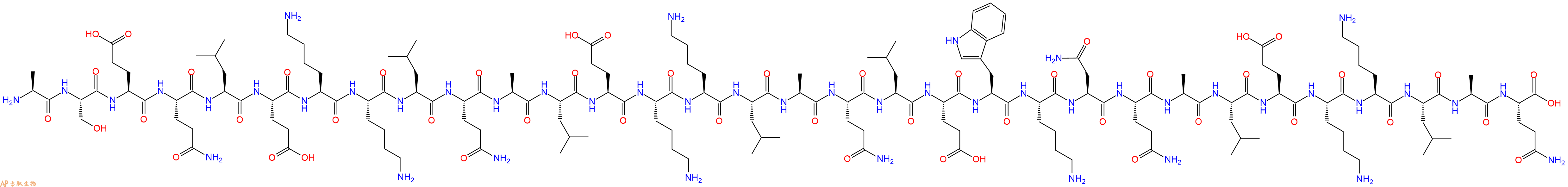 专肽生物产品H2N-Ala-Ser-Glu-Gln-Leu-Glu-Lys-Lys-Leu-Gln-Ala-Leu-Glu-Lys-Lys-Leu-Ala-Gln-Leu-Glu-Trp-Lys-Asn-Gln-Ala-Leu-Glu-Lys-Lys-Leu-Ala-Gln-OH