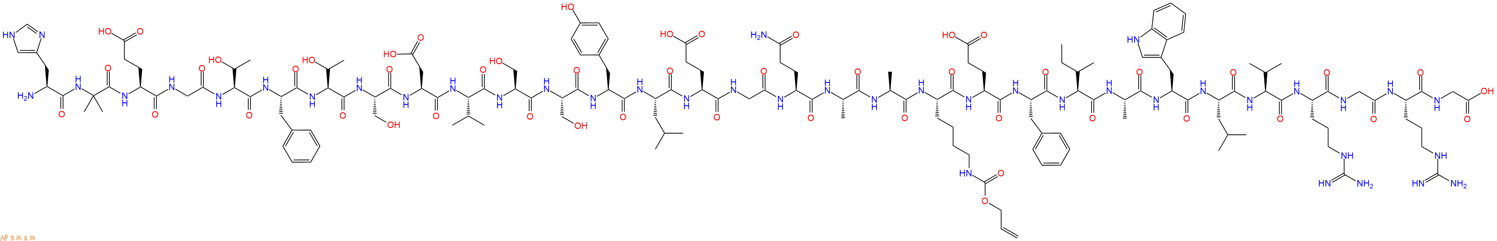 专肽生物产品H2N-His-Aib-Glu-Gly-Thr-Phe-Thr-Ser-Asp-Val-Ser-Ser-Tyr-Leu-Glu-Gly-Gln-Ala-Ala-Lys(Alloc)-Glu-Phe-Ile-Ala-Trp-Leu-Val-Arg-Gly-Arg-Gly-OH