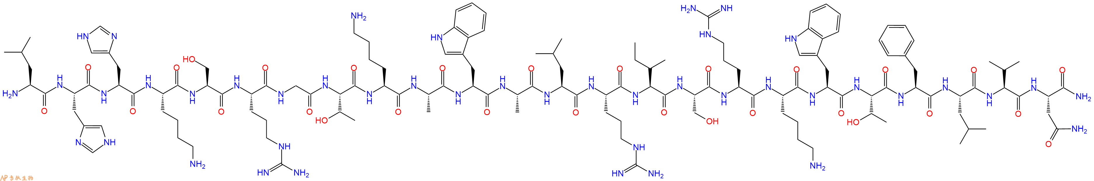 专肽生物产品H2N-Leu-His-His-Lys-Ser-Arg-Gly-Thr-Lys-Ala-Trp-Ala-Leu-Arg-Ile-Ser-Arg-Lys-Trp-Thr-Phe-Leu-Val-Asn-CONH2