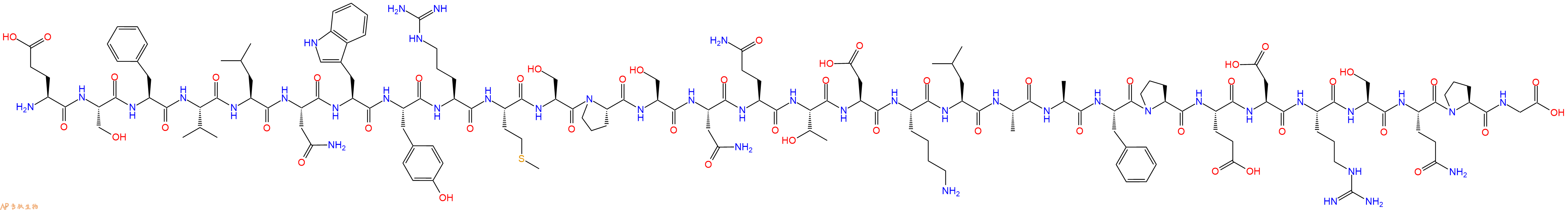 专肽生物产品H2N-Glu-Ser-Phe-Val-Leu-Asn-Trp-Tyr-Arg-Met-Ser-Pro-Ser-Asn-Gln-Thr-Asp-Lys-Leu-Ala-Ala-Phe-Pro-Glu-Asp-Arg-Ser-Gln-Pro-Gly-OH
