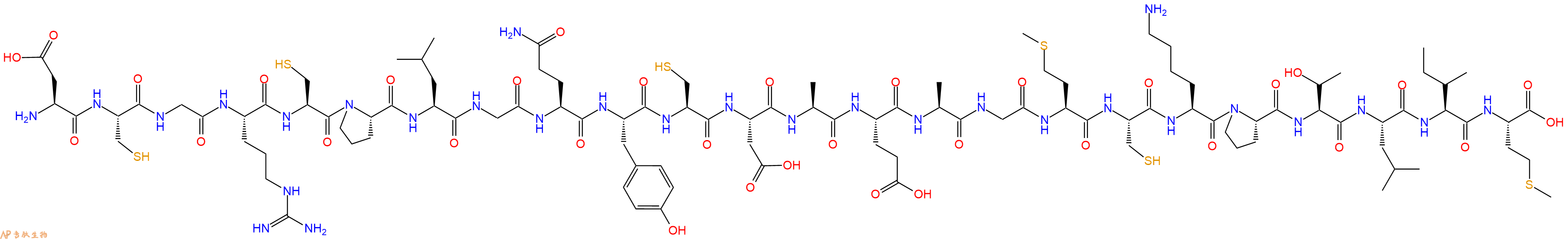 专肽生物产品H2N-Asp-Cys-Gly-Arg-Cys-Pro-Leu-Gly-Gln-Tyr-Cys-Asp-Ala-Glu-Ala-Gly-Met-Cys-Lys-Pro-Thr-Leu-Ile-Met-OH