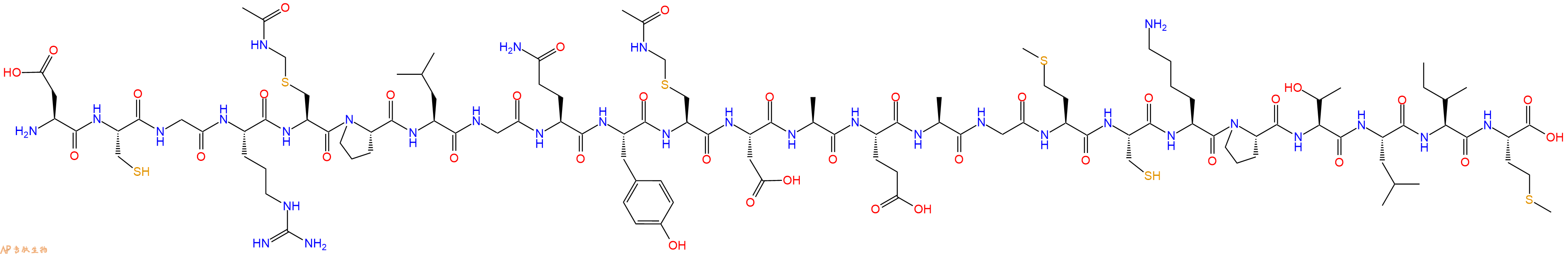 专肽生物产品H2N-Asp-Cys-Gly-Arg-Cys(Acm)-Pro-Leu-Gly-Gln-Tyr-Cys(Acm)-Asp-Ala-Glu-Ala-Gly-Met-Cys-Lys-Pro-Thr-Leu-Ile-Met-OH