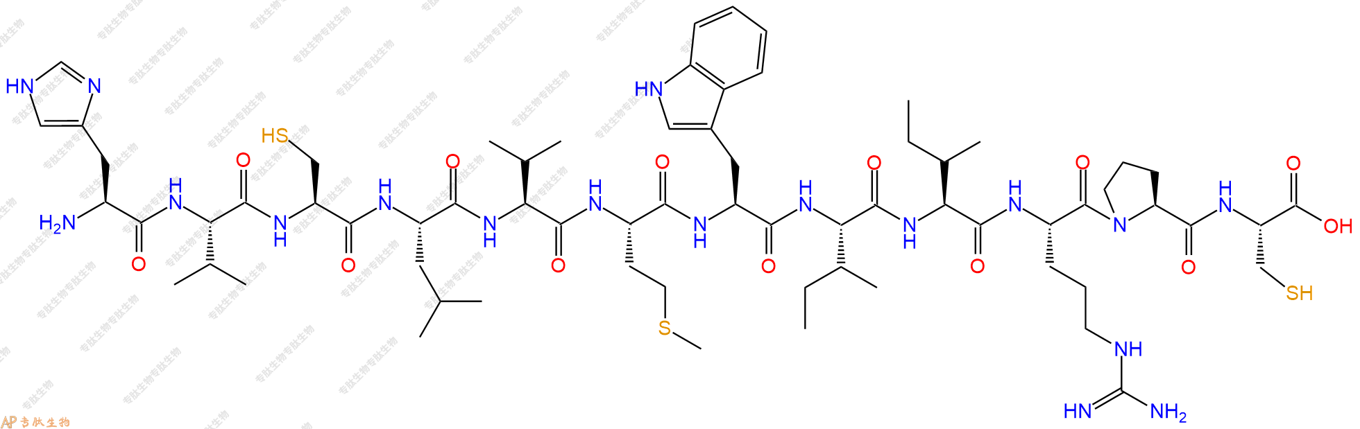 专肽生物产品H2N-His-Val-Cys-Leu-Val-Met-Trp-Ile-Ile-Arg-Pro-Cys-OH
