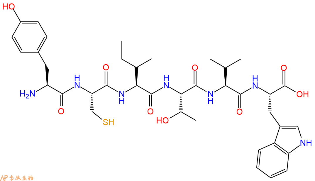 专肽生物产品H2N-Tyr-Cys-Ile-Thr-Val-Trp-OH