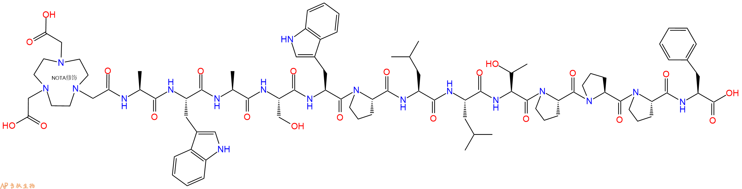 专肽生物产品NOTA-Ala-Trp-Ala-Ser-Trp-Pro-Leu-Leu-Thr-Pro-Pro-Pro-Phe-OH