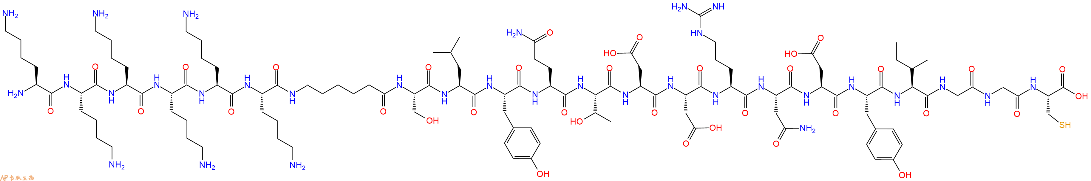 专肽生物产品H2N-Lys-Lys-Lys-Lys-Lys-Lys-Ahx-Ser-Leu-Tyr-Gln-Thr-Asp-Asp-Arg-Asn-Asp-Tyr-Ile-Gly-Gly-Cys-OH