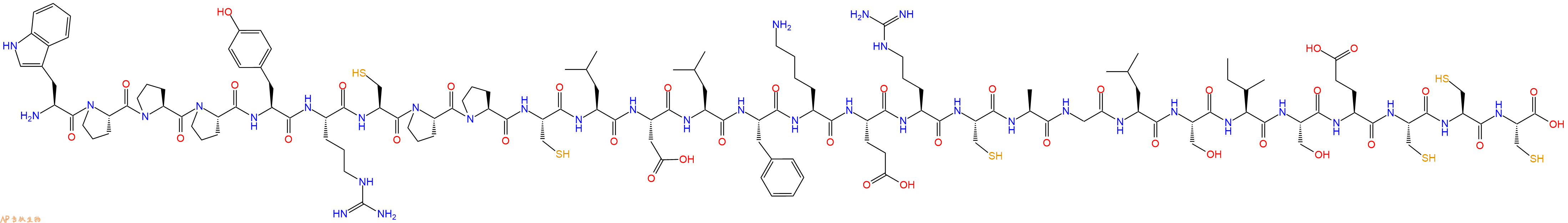 专肽生物产品H2N-Trp-Pro-Pro-Pro-Tyr-Arg-Cys-Pro-Pro-Cys-Leu-Asp-Leu-Phe-Lys-Glu-Arg-Cys-Ala-Gly-Leu-Ser-Ile-Ser-Glu-Cys-Cys-Cys-OH