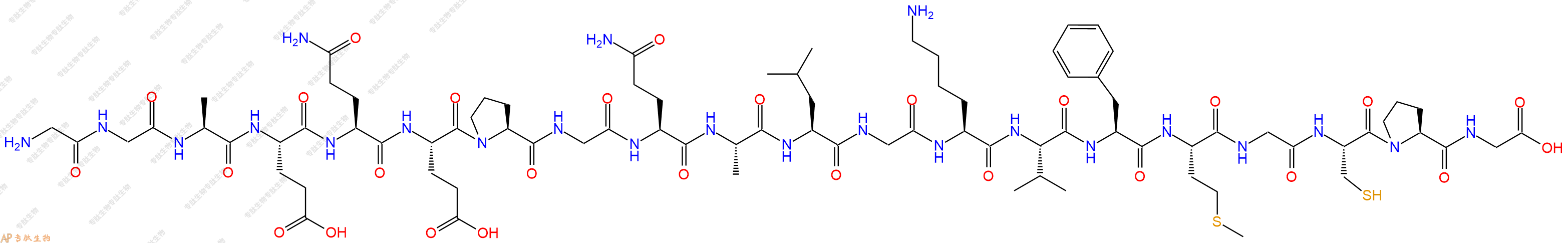 专肽生物产品H2N-Gly-Gly-Ala-Glu-Gln-Glu-Pro-Gly-Gln-Ala-Leu-Gly-Lys-Val-Phe-Met-Gly-Cys-Pro-Gly-OH