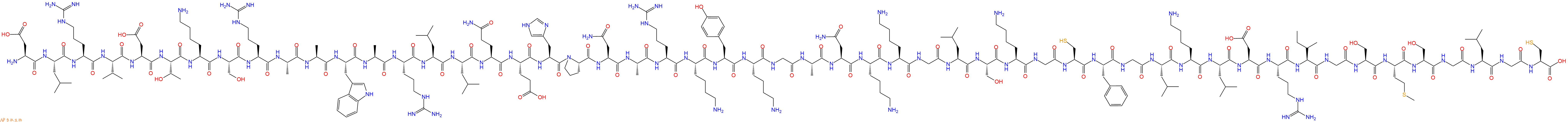 专肽生物产品H2N-Asp-Leu-Arg-Val-Asp-Thr-Lys-Ser-Arg-Ala-Ala-Trp-Ala-Arg-Leu-Leu-Gln-Glu-His-Pro-Asn-Ala-Arg-Lys-Tyr-Lys-Gly-Ala-Asn-Lys-Lys-Gly-Leu-Ser-Lys-Gly-Cys-Phe-Gly-Leu-Lys-Leu-Asp-Arg-Ile-Gly-Ser-Met-Ser-Gly-Leu-Gly-Cys-OH