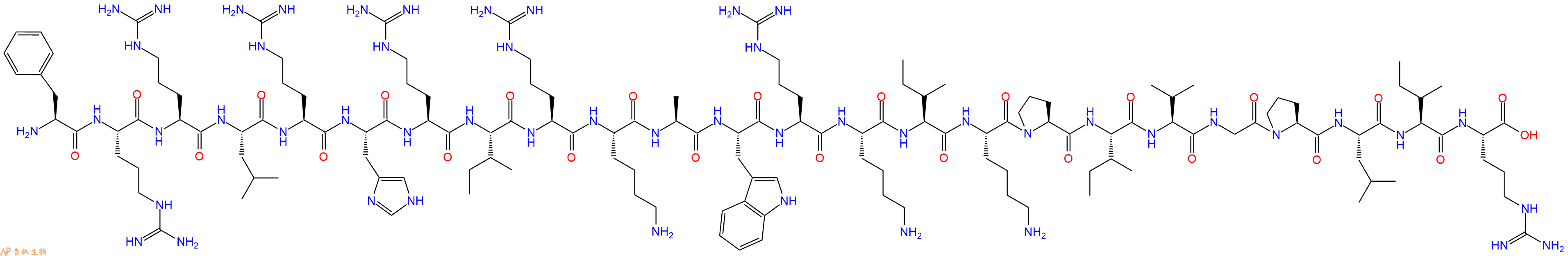 专肽生物产品H2N-Phe-Arg-Arg-Leu-Arg-His-Arg-Ile-Arg-Lys-Ala-Trp-Arg-Lys-Ile-Lys-Pro-Ile-Val-Gly-Pro-Leu-Ile-Arg-OH