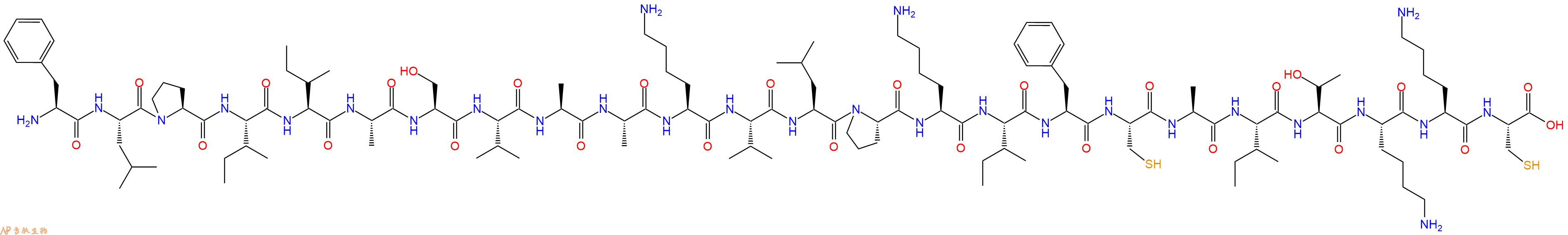 专肽生物产品H2N-Phe-Leu-Pro-Ile-Ile-Ala-Ser-Val-Ala-Ala-Lys-Val-Leu-Pro-Lys-Ile-Phe-Cys-Ala-Ile-Thr-Lys-Lys-Cys-OH