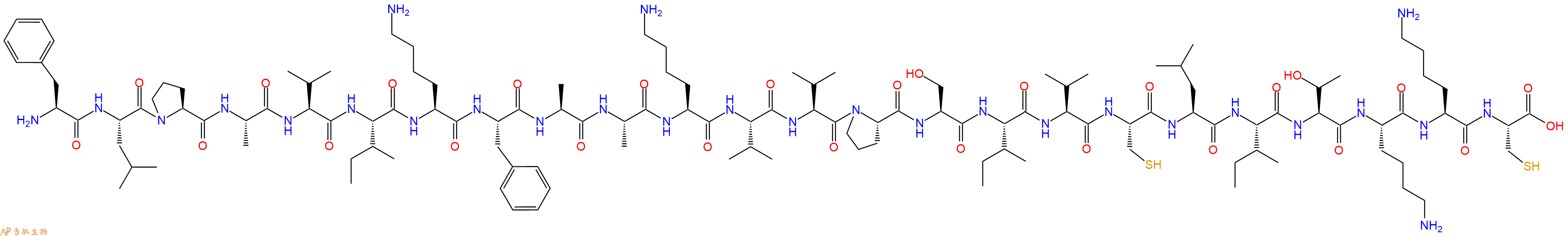 专肽生物产品H2N-Phe-Leu-Pro-Ala-Val-Ile-Lys-Phe-Ala-Ala-Lys-Val-Val-Pro-Ser-Ile-Val-Cys-Leu-Ile-Thr-Lys-Lys-Cys-OH