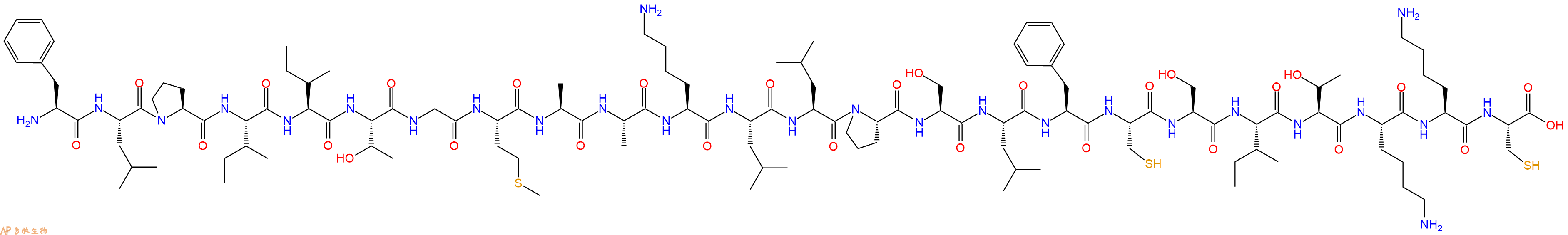 专肽生物产品H2N-Phe-Leu-Pro-Ile-Ile-Thr-Gly-Met-Ala-Ala-Lys-Leu-Leu-Pro-Ser-Leu-Phe-Cys-Ser-Ile-Thr-Lys-Lys-Cys-OH