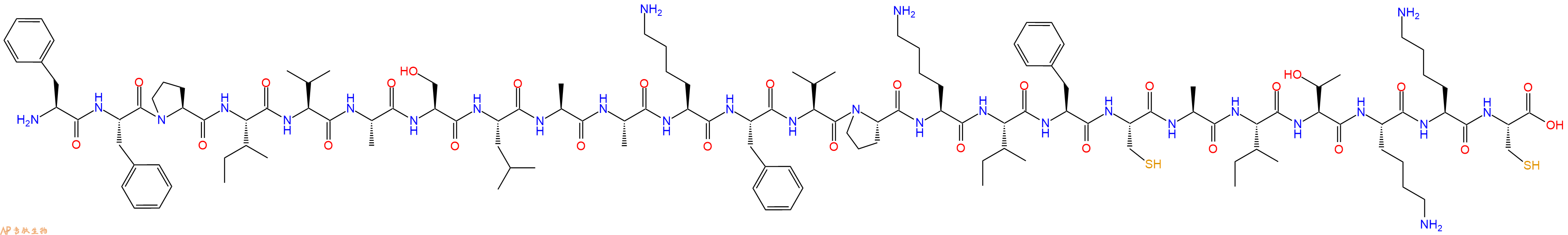 专肽生物产品H2N-Phe-Phe-Pro-Ile-Val-Ala-Ser-Leu-Ala-Ala-Lys-Phe-Val-Pro-Lys-Ile-Phe-Cys-Ala-Ile-Thr-Lys-Lys-Cys-OH