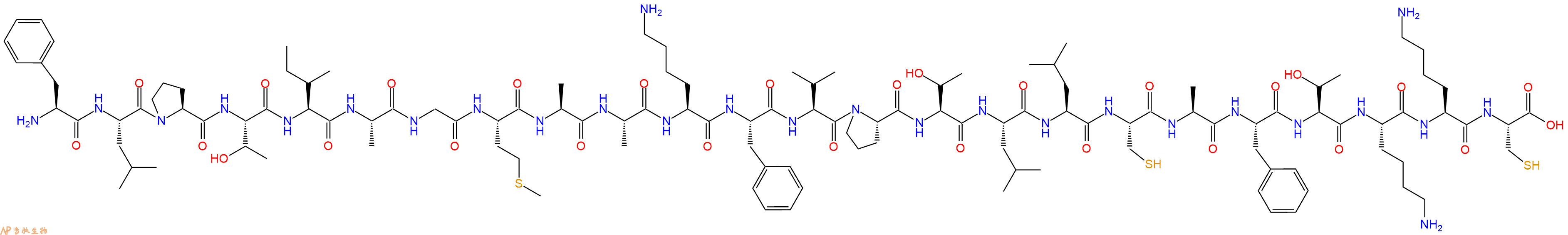 专肽生物产品H2N-Phe-Leu-Pro-Thr-Ile-Ala-Gly-Met-Ala-Ala-Lys-Phe-Val-Pro-Thr-Leu-Leu-Cys-Ala-Phe-Thr-Lys-Lys-Cys-OH