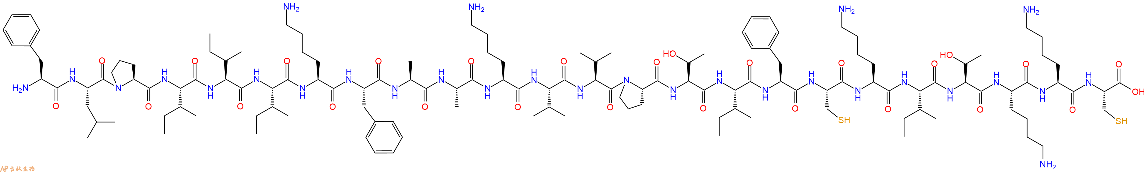 专肽生物产品H2N-Phe-Leu-Pro-Ile-Ile-Ile-Lys-Phe-Ala-Ala-Lys-Val-Val-Pro-Thr-Ile-Phe-Cys-Lys-Ile-Thr-Lys-Lys-Cys-OH