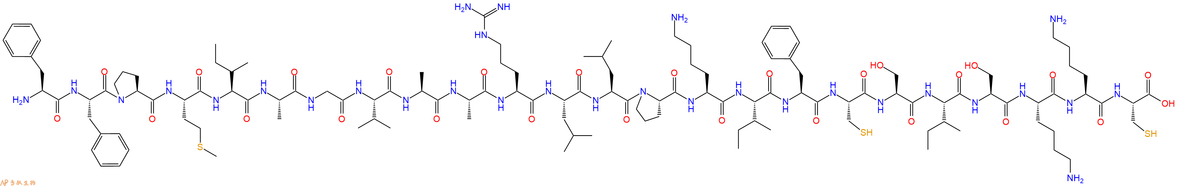 专肽生物产品H2N-Phe-Phe-Pro-Met-Ile-Ala-Gly-Val-Ala-Ala-Arg-Leu-Leu-Pro-Lys-Ile-Phe-Cys-Ser-Ile-Ser-Lys-Lys-Cys-OH