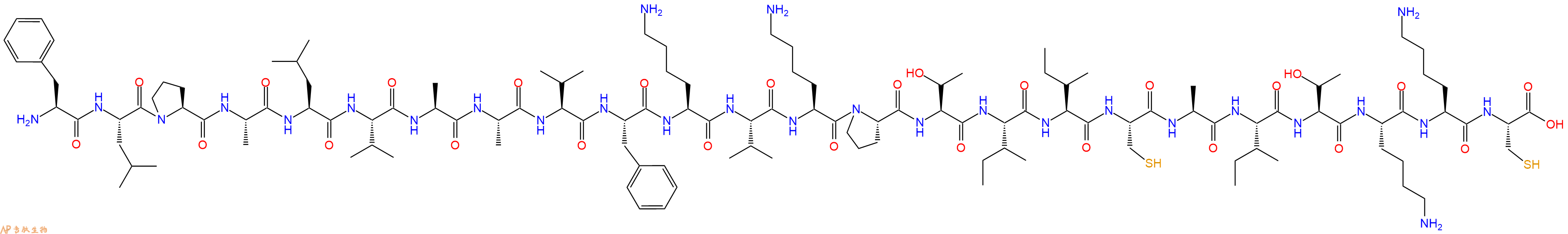 专肽生物产品H2N-Phe-Leu-Pro-Ala-Leu-Val-Ala-Ala-Val-Phe-Lys-Val-Lys-Pro-Thr-Ile-Ile-Cys-Ala-Ile-Thr-Lys-Lys-Cys-OH