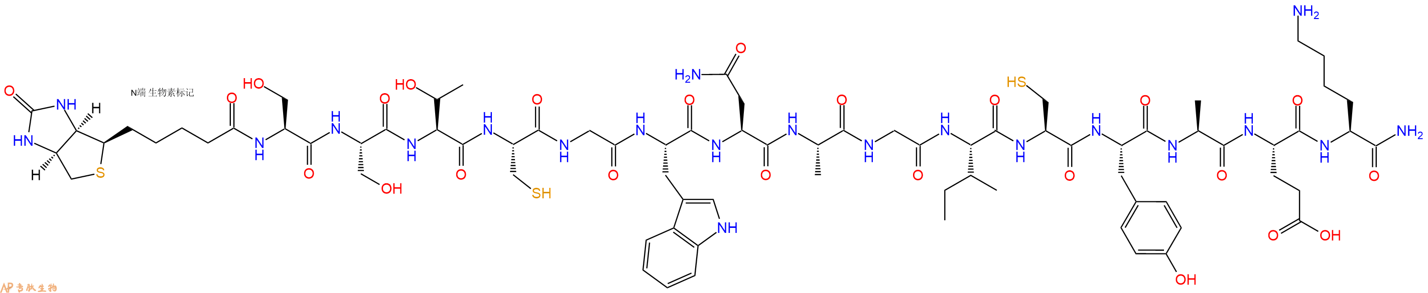 专肽生物产品Biotinyl-Ser-Ser-Thr-Cys-Gly-Trp-Asn-Ala-Gly-Ile-Cys-Tyr-Ala-Glu-Lys-CONH2