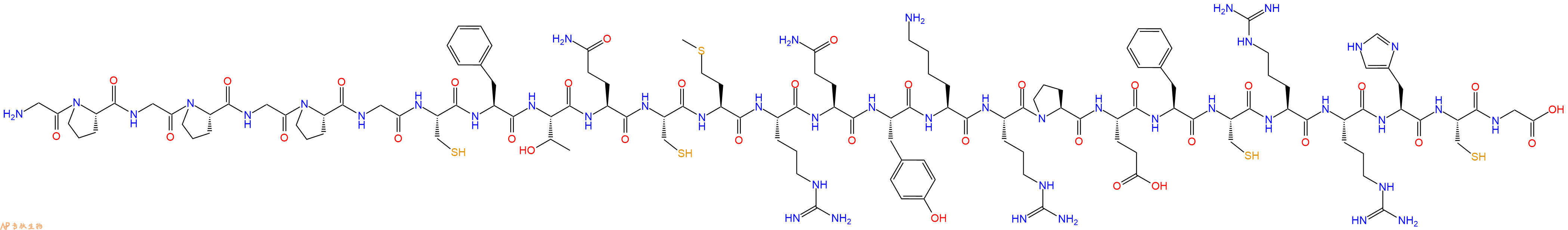 专肽生物产品H2N-Gly-Pro-Gly-Pro-Gly-Pro-Gly-Cys-Phe-Thr-Gln-Cys-Met-Arg-Gln-Tyr-Lys-Arg-Pro-Glu-Phe-Cys-Arg-Arg-His-Cys-Gly-OH