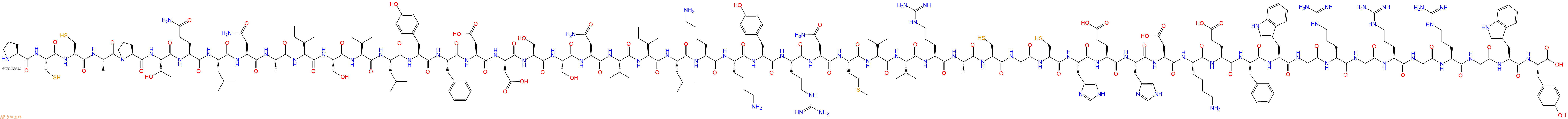 专肽生物产品H2N-Pro-Cys-Cys-Ala-Pro-Thr-Gln-Leu-Asn-Ala-Ile-Ser-Val-Leu-Tyr-Phe-Asp-Asp-Ser-Ser-Asn-Val-Ile-Leu-Lys-Lys-Tyr-Arg-Asn-Met-Val-Val-Arg-Ala-Cys-Gly-Cys-His-Glu-His-Asp-Lys-Glu-Phe-Trp-Gly-Arg-Gly-Arg-Gly-Arg-Gly-Trp-Tyr-OH
