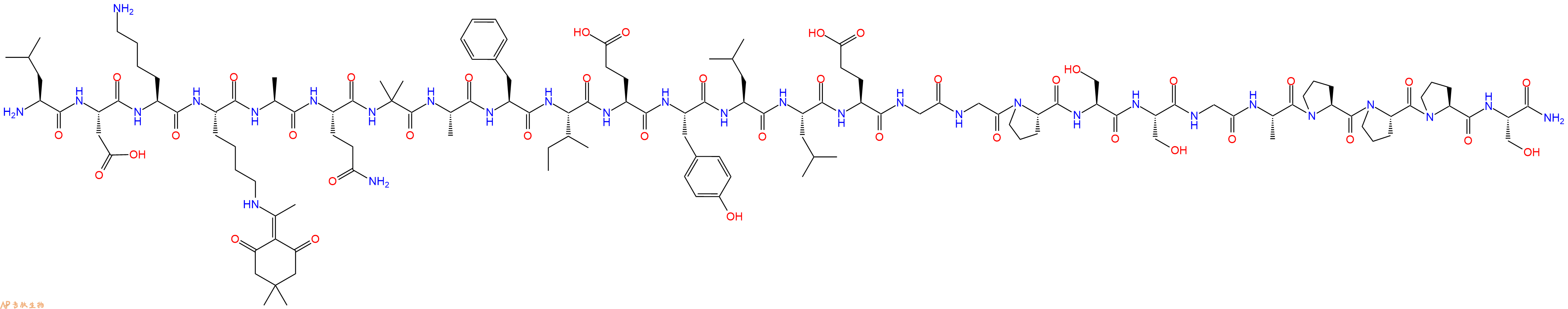 专肽生物产品H2N-Leu-Asp-Lys-Lys(Dde)-Ala-Gln-Aib-Ala-Phe-Ile-Glu-Tyr-Leu-Leu-Glu-Gly-Gly-Pro-Ser-Ser-Gly-Ala-Pro-Pro-Pro-Ser-CONH2