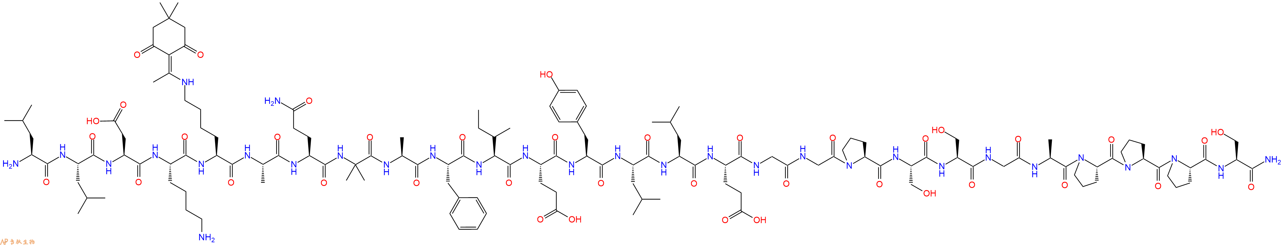 专肽生物产品H2N-Leu-Leu-Asp-Lys-Lys(Dde)-Ala-Gln-Aib-Ala-Phe-Ile-Glu-Tyr-Leu-Leu-Glu-Gly-Gly-Pro-Ser-Ser-Gly-Ala-Pro-Pro-Pro-Ser-CONH2