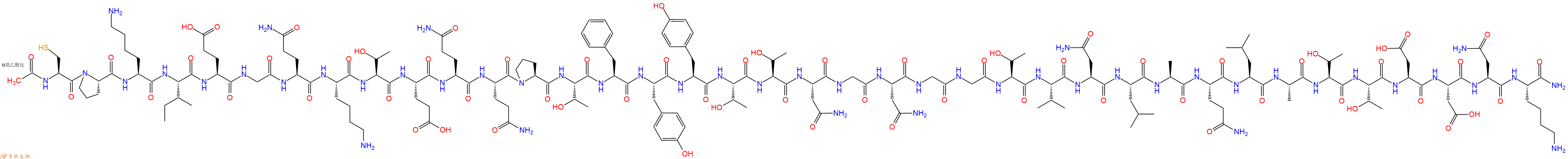 专肽生物产品Ac-Cys-Pro-Lys-Ile-Glu-Gly-Gln-Lys-Thr-Glu-Gln-Gln-Pro-Thr-Phe-Tyr-Tyr-Thr-Thr-Asn-Gly-Asn-Gly-Gly-Thr-Val-Asn-Leu-Ala-Gln-Leu-Ala-Thr-Thr-Asp-Asp-Asn-Lys-CONH2