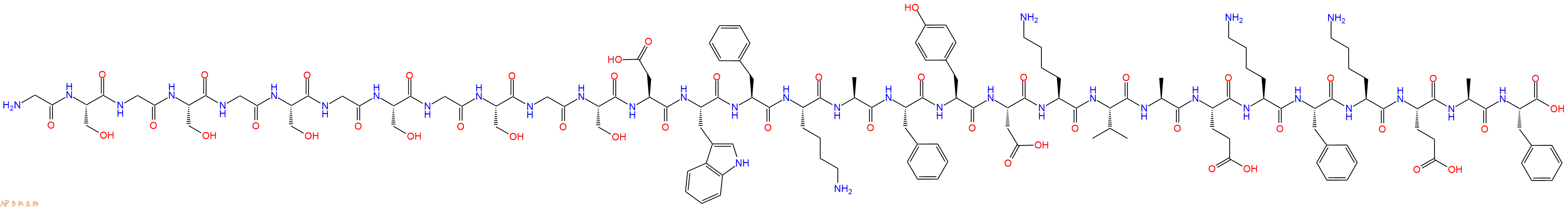 专肽生物产品H2N-Gly-Ser-Gly-Ser-Gly-Ser-Gly-Ser-Gly-Ser-Gly-Ser-Asp-Trp-Phe-Lys-Ala-Phe-Tyr-Asp-Lys-Val-Ala-Glu-Lys-Phe-Lys-Glu-Ala-Phe-OH
