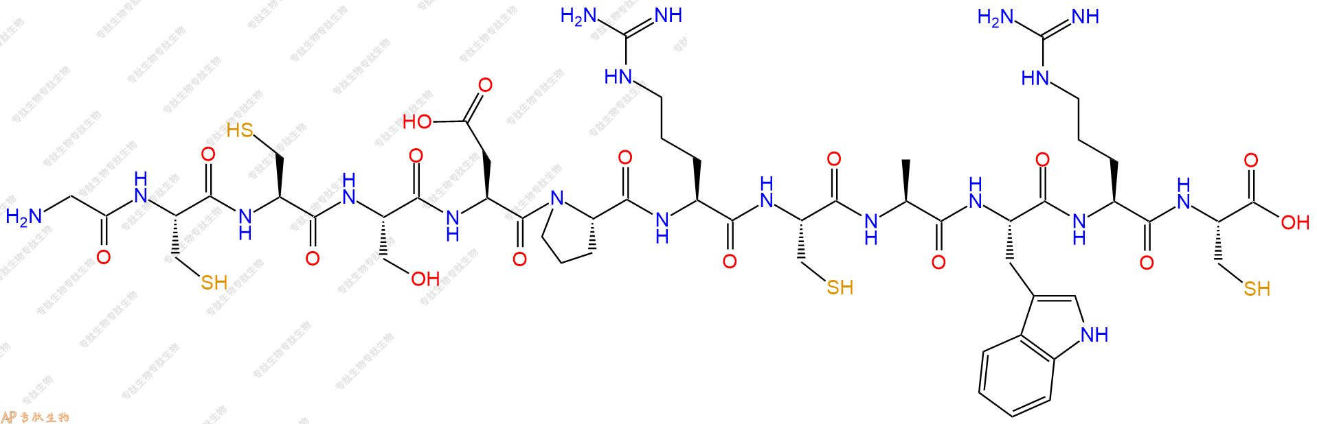 专肽生物产品H2N-Gly-Cys-Cys-Ser-Asp-Pro-Arg-Cys-Ala-Trp-Arg-Cys-OH