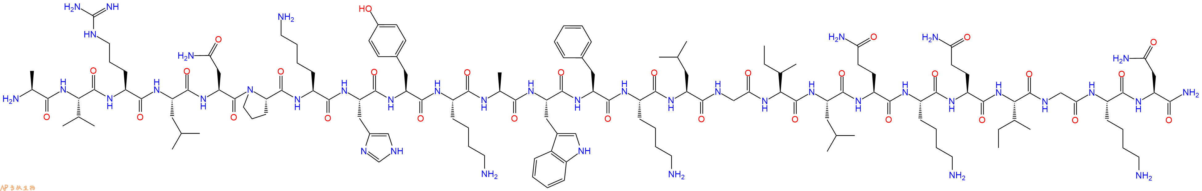 专肽生物产品H2N-Ala-Val-Arg-Leu-Asn-Pro-Lys-His-Tyr-Lys-Ala-Trp-Phe-Lys-Leu-Gly-Ile-Leu-Gln-Lys-Gln-Ile-Gly-Lys-Asn-CONH2