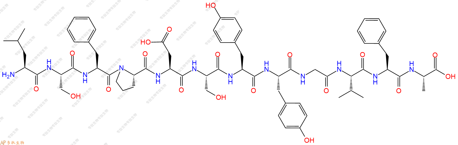 专肽生物产品H2N-Leu-Ser-Phe-Pro-Asp-Ser-Tyr-Tyr-Gly-Val-Phe-Ala-OH