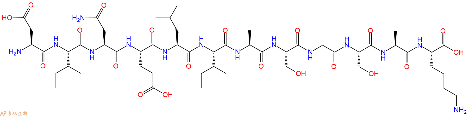 专肽生物产品H2N-Asp-Ile-Asn-Glu-Leu-Ile-Ala-Ser-Gly-Ser-Ala-Lys-OH