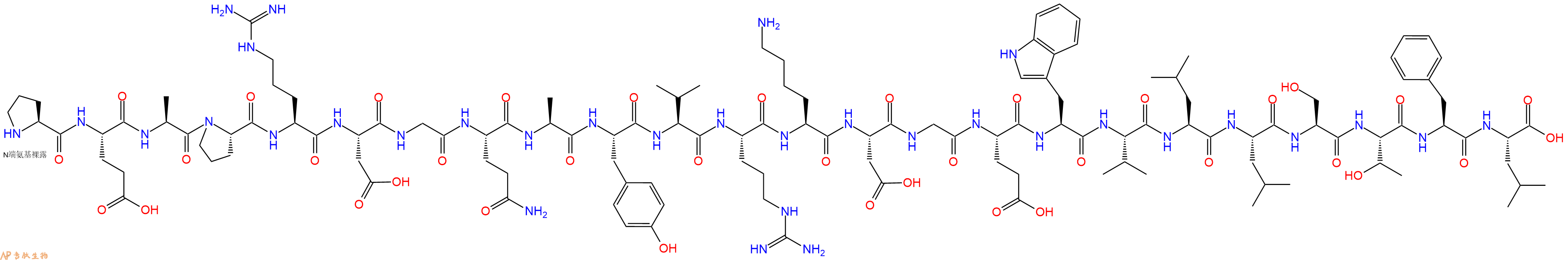 专肽生物产品H2N-Pro-Glu-Ala-Pro-Arg-Asp-Gly-Gln-Ala-Tyr-Val-Arg-Lys-Asp-Gly-Glu-Trp-Val-Leu-Leu-Ser-Thr-Phe-Leu-OH