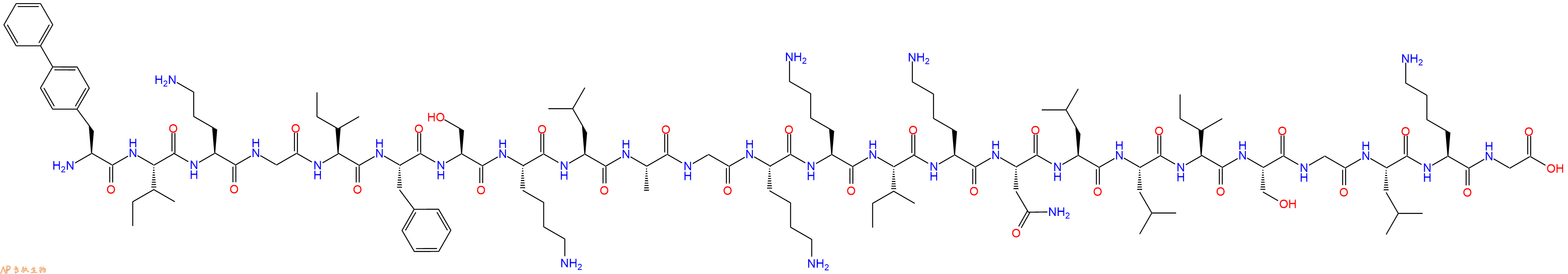 专肽生物产品H2N-Bip-Ile-Orn-Gly-Ile-Phe-Ser-Lys-Leu-Ala-Gly-Lys-Lys-Ile-Lys-Asn-Leu-Leu-Ile-Ser-Gly-Leu-Lys-Gly-OH