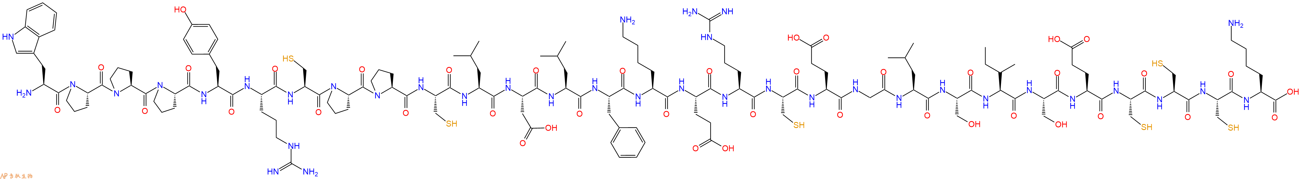专肽生物产品H2N-Trp-Pro-Pro-Pro-Tyr-Arg-Cys-Pro-Pro-Cys-Leu-Asp-Leu-Phe-Lys-Glu-Arg-Cys-Glu-Gly-Leu-Ser-Ile-Ser-Glu-Cys-Cys-Cys-Lys-OH