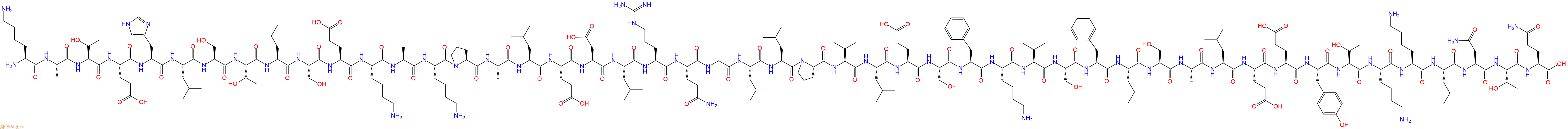 专肽生物产品H2N-Lys-Ala-Thr-Glu-His-Leu-Ser-Thr-Leu-Ser-Glu-Lys-Ala-Lys-Pro-Ala-Leu-Glu-Asp-Leu-Arg-Gln-Gly-Leu-Leu-Pro-Val-Leu-Glu-Ser-Phe-Lys-Val-Ser-Phe-Leu-Ser-Ala-Leu-Glu-Glu-Tyr-Thr-Lys-Lys-Leu-Asn-Thr-Gln-OH