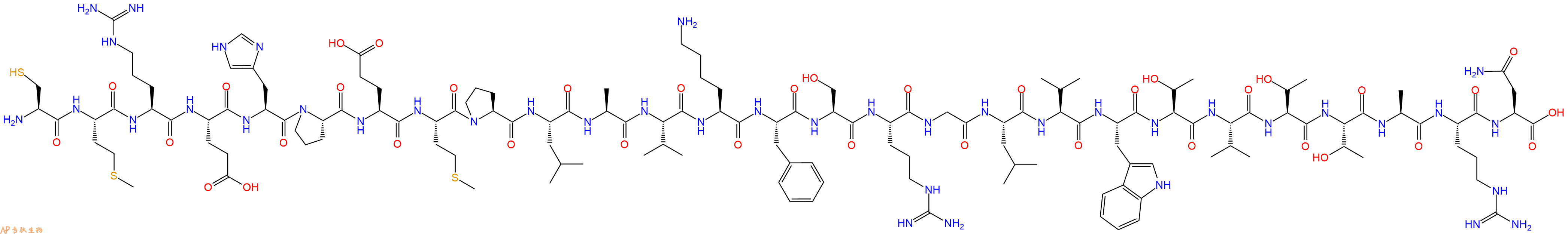 专肽生物产品H2N-Cys-Met-Arg-Glu-His-Pro-Glu-Met-Pro-Leu-Ala-Val-Lys-Phe-Ser-Arg-Gly-Leu-Val-Trp-Thr-Val-Thr-Thr-Ala-Arg-Asn-OH