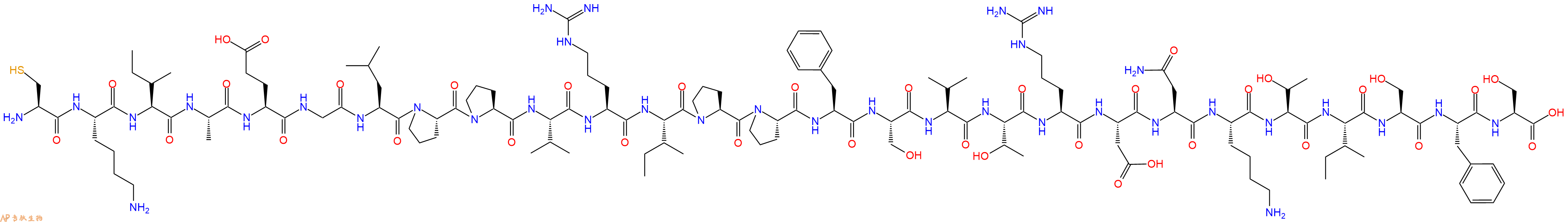 专肽生物产品H2N-Cys-Lys-Ile-Ala-Glu-Gly-Leu-Pro-Pro-Val-Arg-Ile-Pro-Pro-Phe-Ser-Val-Thr-Arg-Asp-Asn-Lys-Thr-Ile-Ser-Phe-Ser-OH