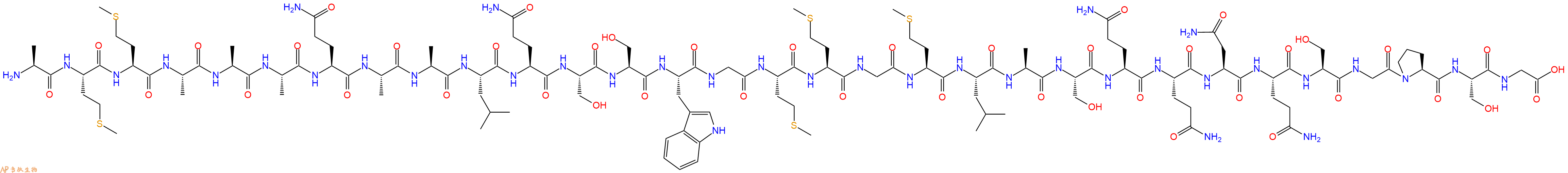 专肽生物产品H2N-Ala-Met-Met-Ala-Ala-Ala-Gln-Ala-Ala-Leu-Gln-Ser-Ser-Trp-Gly-Met-Met-Gly-Met-Leu-Ala-Ser-Gln-Gln-Asn-Gln-Ser-Gly-Pro-Ser-Gly-OH