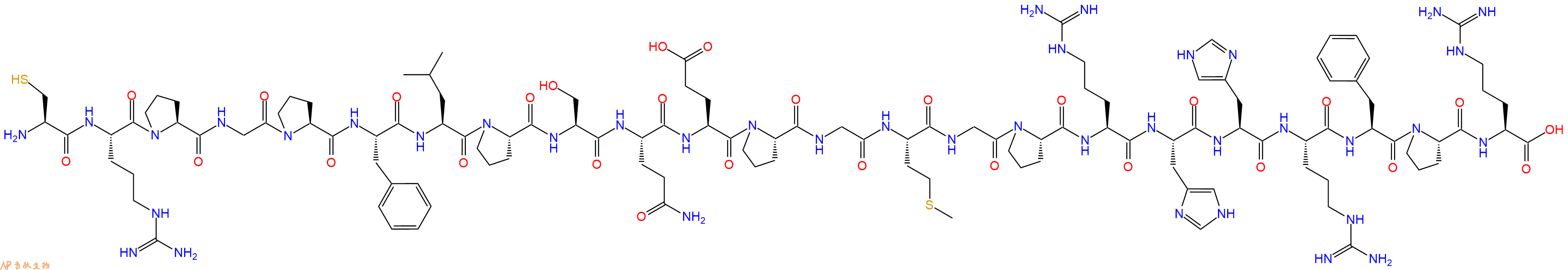 专肽生物产品H2N-Cys-Arg-Pro-Gly-Pro-Phe-Leu-Pro-Ser-Gln-Glu-Pro-Gly-Met-Gly-Pro-Arg-His-His-Arg-Phe-Pro-Arg-OH