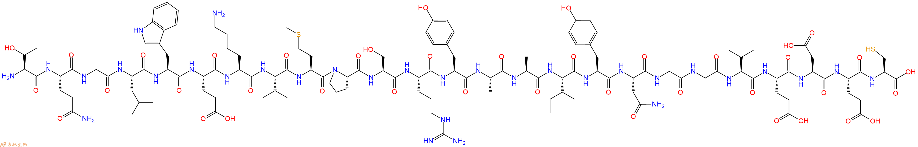 专肽生物产品H2N-Thr-Gln-Gly-Leu-Trp-Glu-Lys-Val-Met-Pro-Ser-Arg-Tyr-Ala-Ala-Ile-Tyr-Asn-Gly-Gly-Val-Glu-Asp-Glu-Cys-OH