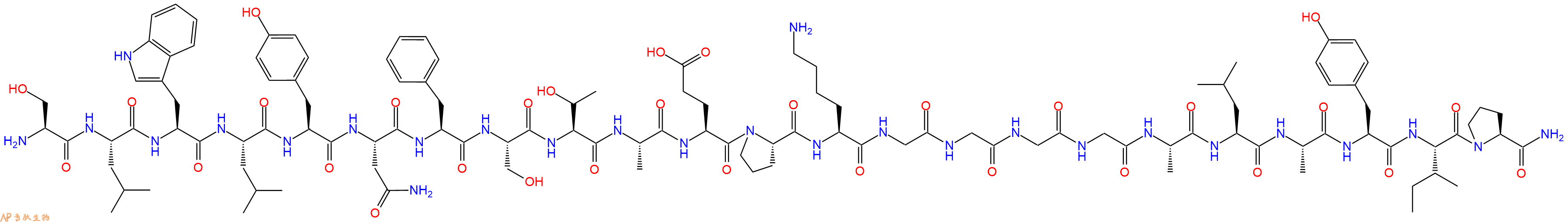 专肽生物产品H2N-Ser-Leu-Trp-Leu-Tyr-Asn-Phe-Ser-Thr-Ala-Glu-Pro-Lys-Gly-Gly-Gly-Gly-Ala-Leu-Ala-Tyr-Ile-Pro-CONH2