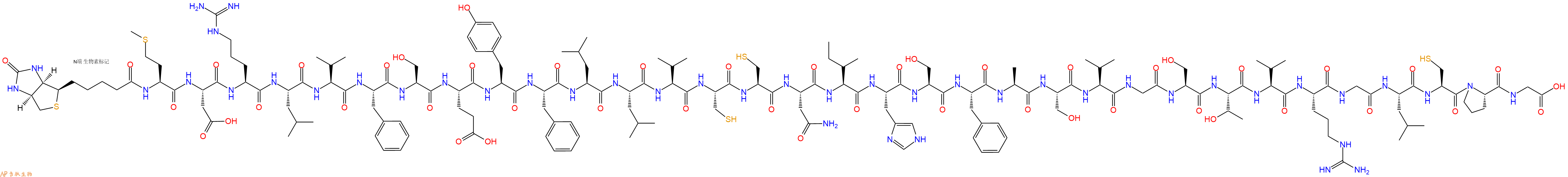 专肽生物产品Biotinyl-Met-Asp-Arg-Leu-Val-Phe-Ser-Glu-Tyr-Phe-Leu-Leu-Val-Cys-Cys-Asn-Ile-His-Ser-Phe-Ala-Ser-Val-Gly-Ser-Thr-Val-Arg-Gly-Leu-Cys-Pro-Gly-OH